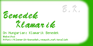 benedek klamarik business card